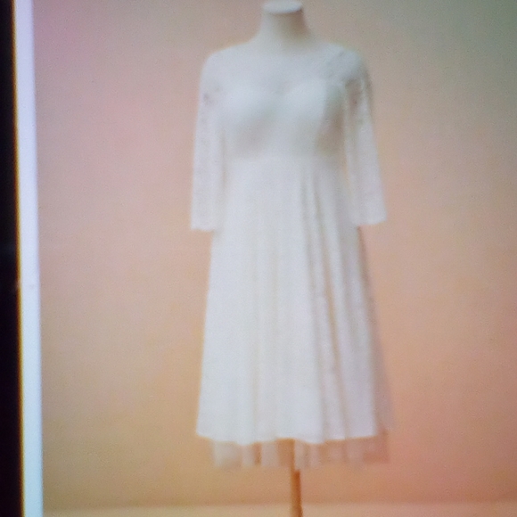 Ivory is lace midi illusion dress - Picture 4 of 6